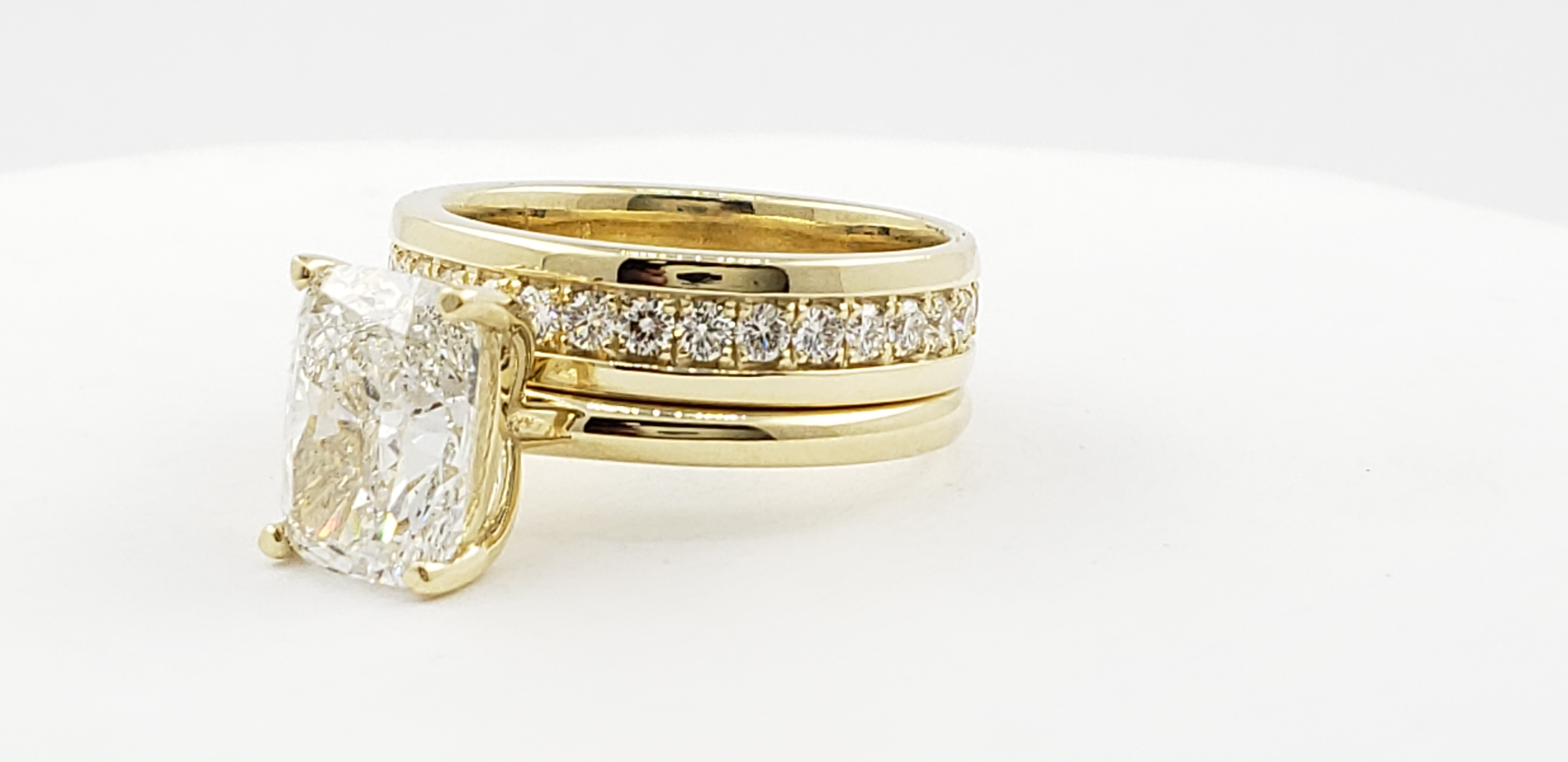 Cushion Cut Bridal Set with Eternity Band